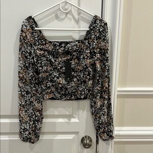 Floral Black Long Sleeve Women's Top